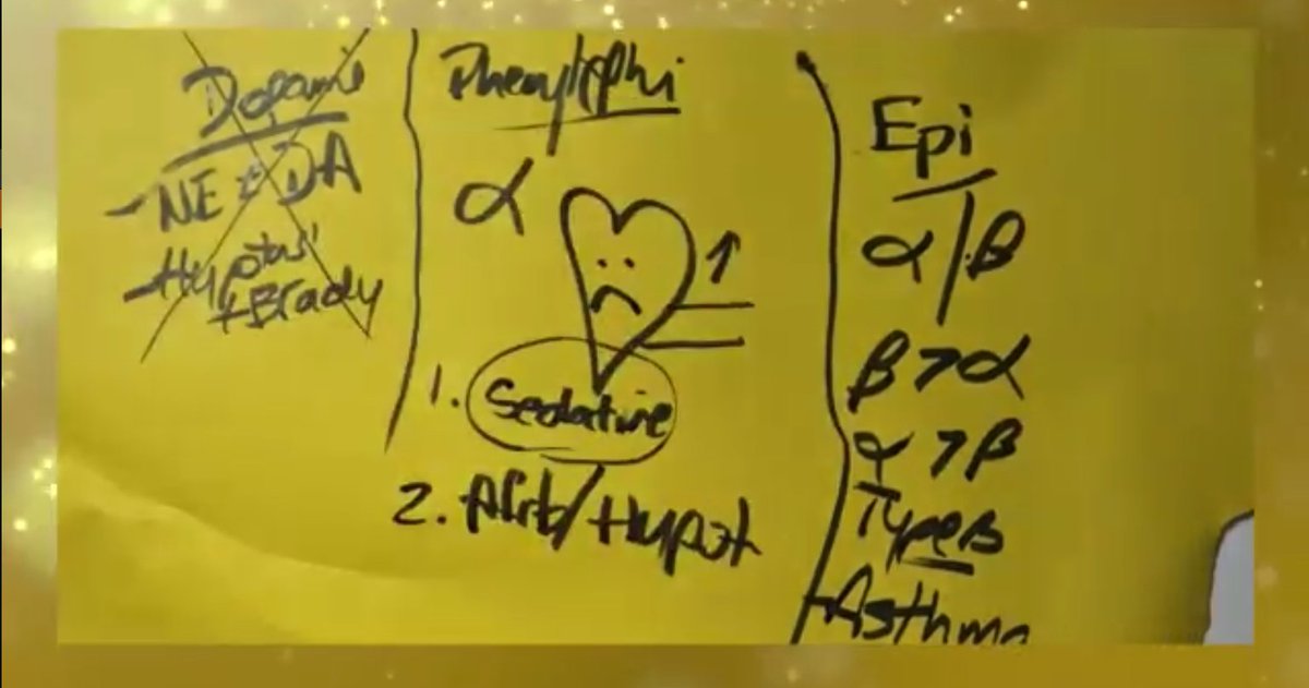 smuramed's tweet photo. Whaaaa??? #CritBits Live with @CriticalCareNow??
#Rebellion21
Talking vasopressors:
Dopamine? meh, consider in hypotens+brady
Phenyleph? alpha in a bottle
Epineph? Low doses➡️beta, high doses➡️alpha, lactic acidosis. Asthma &amp; Anaphylaxis
Norepi? alpha/beta, ⬆️art &amp; ven tone https://t.co/ylf3CK6A2V