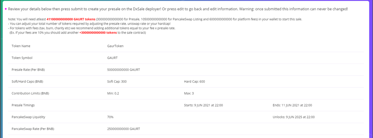 💎GaurToken Finance-Presale Sale Round On DxSale💎

🚀 We are happy to announce that this is time for presale!!!

Information:
✅Ticker: Gaurt
✅Soft-cap: 300BNB
✅Min Buy: 0.25BNB &amp; Max Buy: 3BNB
✅Date: 3PM UTC 9th June
✅Platform: DxSale, FCFS

👉Link: dxsale.app/app/pages/defi…