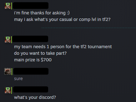 Scam_Nightmare's tweet photo. #Scam_Nightmare #ScamAlert 
🚨 Don't trust 🚨
Phishing site 100% 
- They are now asking to go through Discord to bypass Steam's anti-phishing rules.
@Steam_Support
@steam_games https://t.co/Y0tRbBgYWP