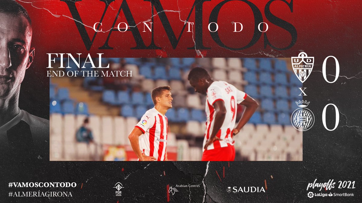 U_D_Almeria's tweet photo. Final➡️ UD Almería 0-0 Girona
El Equipo no consigue pasar a la final de los Play-Offs
#VamosConTodo #UnidosPorUnSueño #UDAradio #AlmeríaGirona https://t.co/Z35RK6f3OV