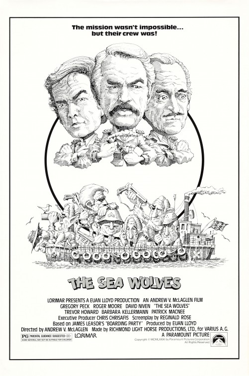 theStevilDead's tweet image. Today is the fortieth anniversary of the World War II action flick #TheSeaWolves starring Gregory Peck, Roger Moore, David Niven, Trevor Howard, Barbara Kellermann and Patrick Macnee and directed by Andrew V. McLaglen in his follow up to ffolkes which was completed the same year.