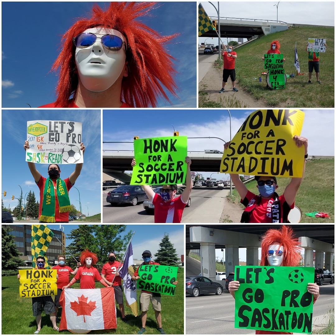 LeeKormish's tweet photo. Hundreds &amp; Hundreds of HONKS for a Soccer Stadium in #YXE on 8th Street today ! 

#BuildThatStadium 
#yxesoccer 
#CanPL

@bridgecityfirm @TheWheatpoolSK @LivingSkySport1 @SaskSoccerAssoc https://t.co/5lFScBX4UM