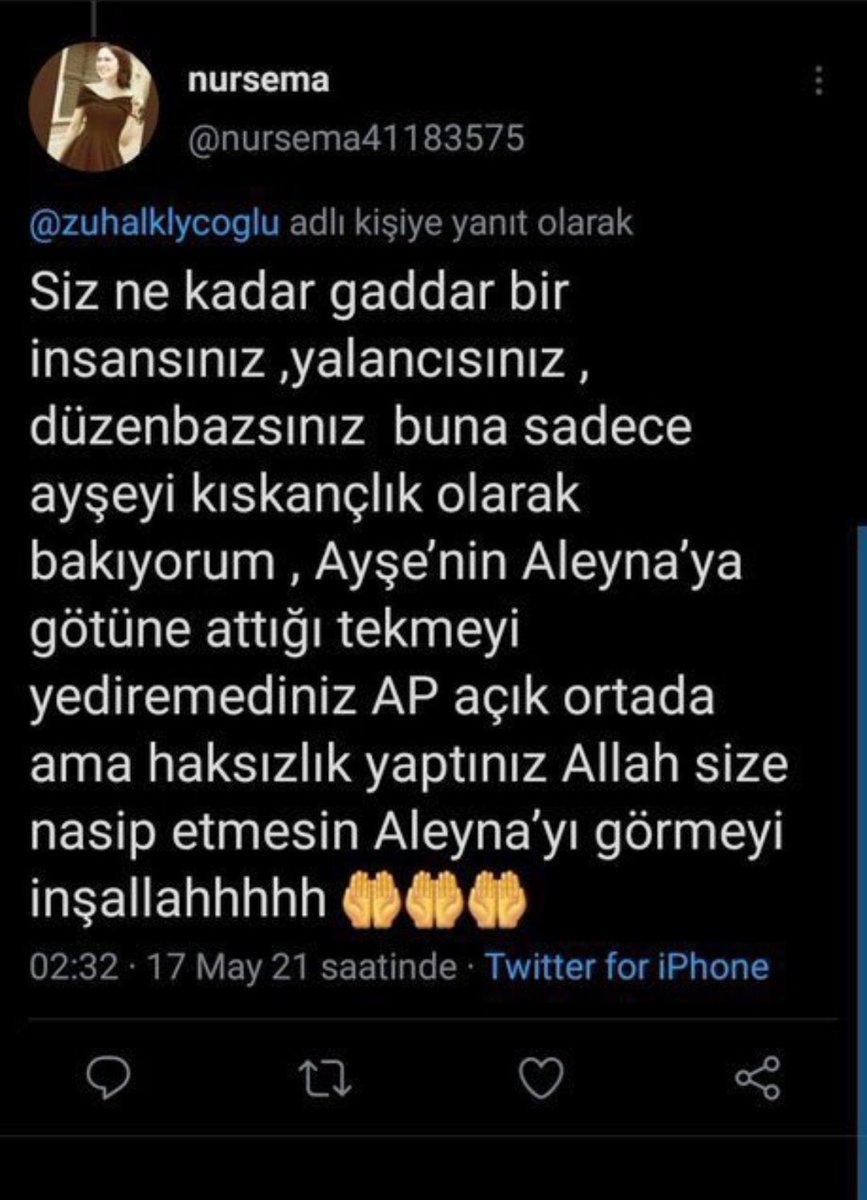 Hiçmi utanmanız yok bu nasıl bir beddua nedi bu aleyna ya kininiz 
Biri bunu ayşe için yazsa yada dile getirse iciniz yanmayacakmı 
#Survivor2021 
Dora kötü niyetli bir insansın