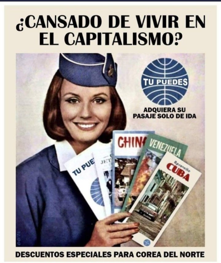 Para todos los imbeciles frenteamplistas que odian al imperio yankee y al salvaje capitalismo , les regalamos pasajes a :