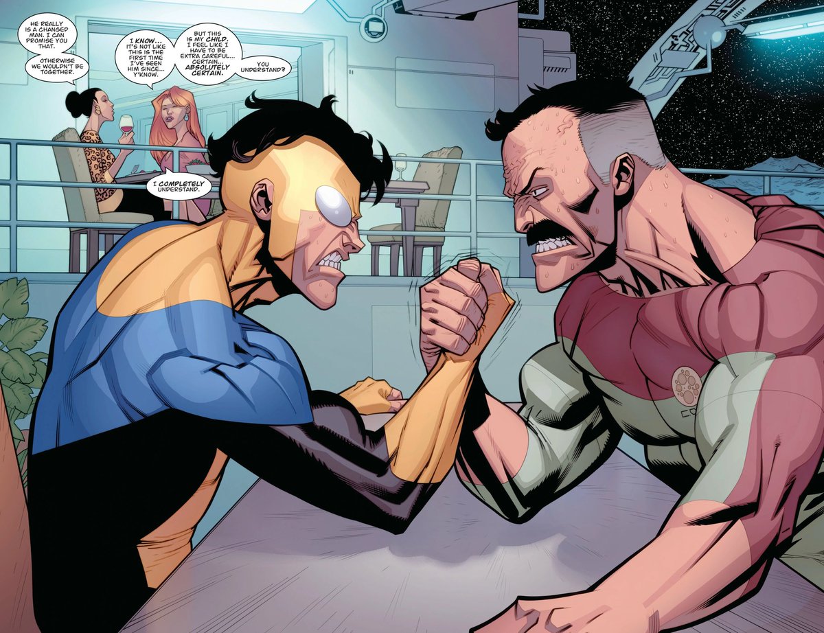 _Mark_Grayson's tweet image. My dad said he once got into an arm-wrestling match with some guy named Kal-El. I won’t say who won, but apparently, the looser had to wear his underwear outside of his pants.