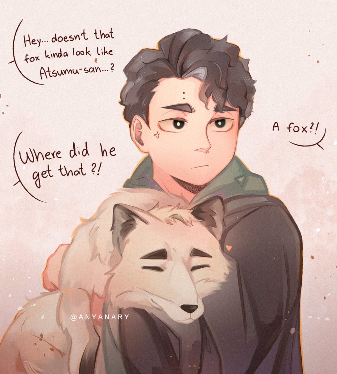 Harry Potter/magic au? Sakusa accidentally turns Atsumu into a fox during class and is forced to deal with the situation until the spell wears off

#haikyuu #haikyuufanart #sakuatsu #sakusa #atsumu #sakusakiyoomi #atsumumiya 