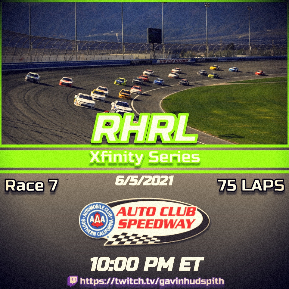 All of our RHRL Xfinity drivers prepare for plenty of action-packed racing tonight. 🔥

📺 Watch the RHRL Xfinity Series race at @ACSupdates on twitch.tv/gavinhudspith at 10 PM ET.
@Glxin_803 and @harvickfan429 will broadcast the event.

@diecast_b | @NASCARHeat | #eNASCARHeat
