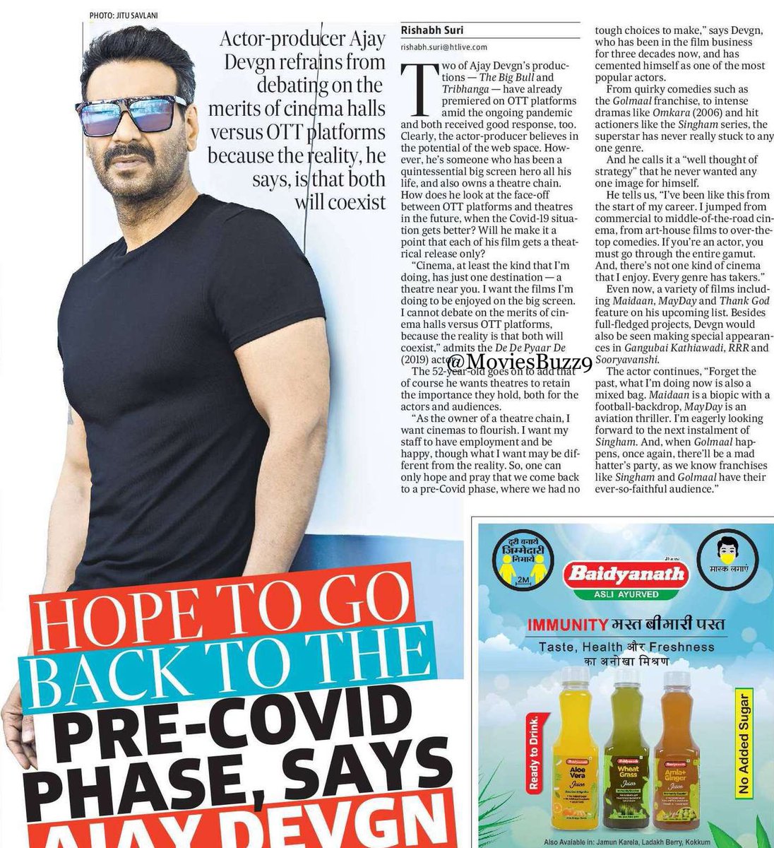 TalkOfTheTown (@moviesbuzz9) on Twitter photo HOPE TO GO BACK TO THE PRE-COVID PHASE: #AJAYDEVGN
<a href="/ajaydevgn/">Ajay Devgn</a> says it was a better time when he didn’t have to choose between OTT& theatres.#Maidaan- a biopic with a football-backdrop, #MayDay is an aviation thriller. I’m eagerly looking forward to the next instalment of #Singham HOPE TO GO BACK TO THE PRE-COVID PHASE: #AJAYDEVGN
<a href="/ajaydevgn/">Ajay Devgn</a> says it was a better time when he didn’t have to choose between OTT& theatres.#Maidaan- a biopic with a football-backdrop, #MayDay is an aviation thriller. I’m eagerly looking forward to the next instalment of #Singham