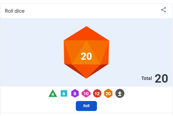 Gondashima's tweet photo. @BaddieStreams NO BS opened google dice roller and got nat 20 https://t.co/MsWKA05kY7