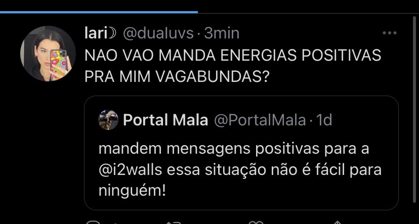 PortalMala's tweet photo. mari balinha deixou esse comentário no tweet de lari, será que as coisas vão acabar de vez???💔 https://t.co/2wnV9Cdhjs