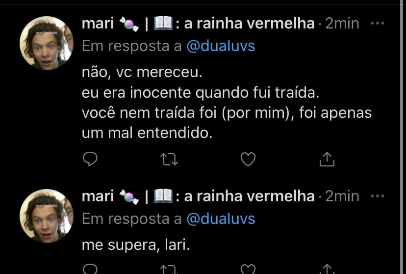PortalMala's tweet photo. mari balinha deixou esse comentário no tweet de lari, será que as coisas vão acabar de vez???💔 https://t.co/2wnV9Cdhjs