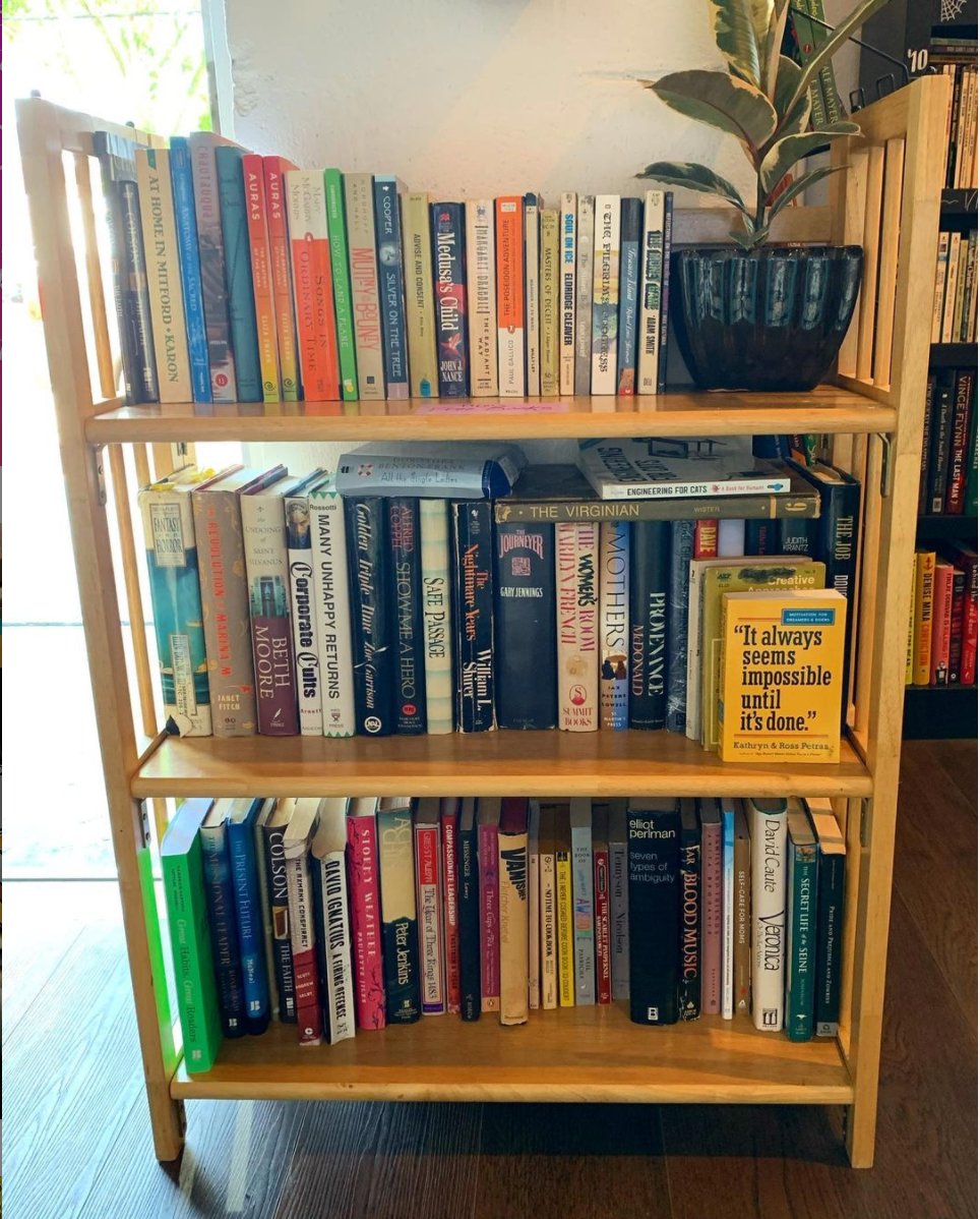 A SECOND <a href="/erica/">Erica</a>.m.wild appreciation post in one week! Because she keeps killing it. We have even MORE free books available inside the store now because she’s graciously letting us use this additional bookshelf. Hooray and thanks again Erica!
