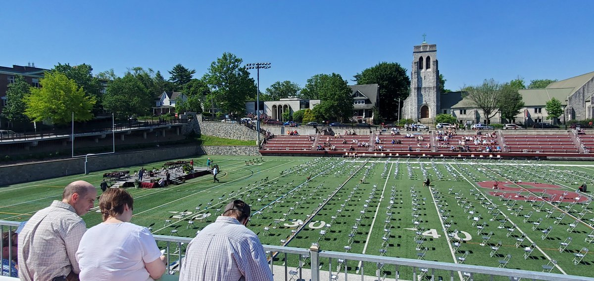 jleous's tweet photo. All set up for #StateHigh graduation at Memorial Field. What a beautiful day. https://t.co/Kn6PlBwFxj
