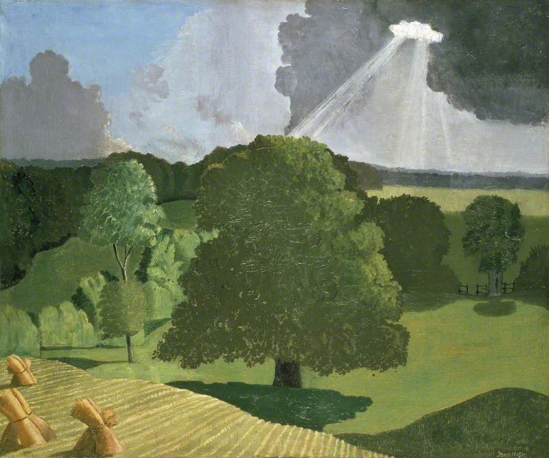 Good morning, I hope you slept like a hydrilla stuffed manatee. I'm starting with 'A Gloucestershire Landscape', John Northcote Nash, oil on canvas, 1914