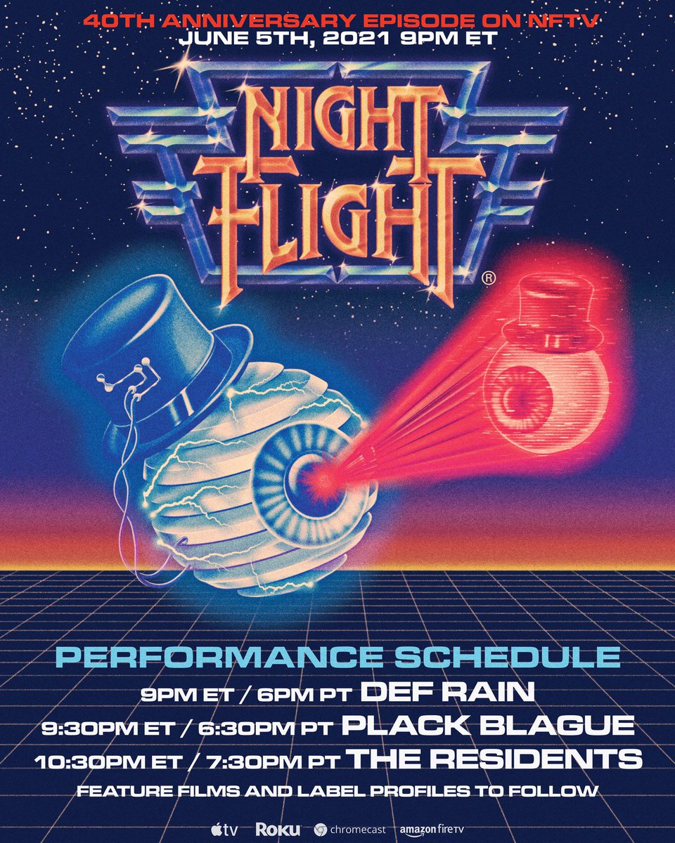 Here we go. Our 40th Anniversary Special w/ <a href="/theResidents/">roxxy by proxy and elsewhere</a> is about to begin. 

Pat Prescott’s intro to the Special says it all: “Without you, there is no Night Flight.” 

Thank you for being here! Tune in: nightflightplus.com/videos/night-f…
