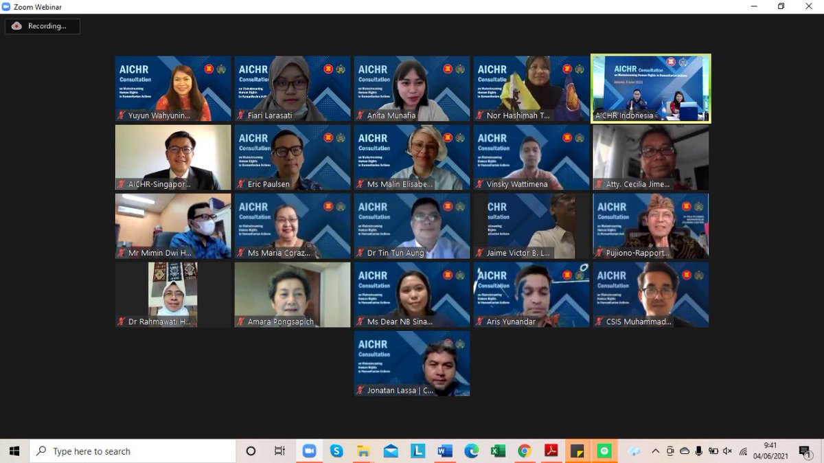 The AICHR Consultation on Mainstreaming Human Rights in Humanitarian Actions was completed, 04.06.2021. It was a substantive, and engaging discussion; attended by 97 participants from ASB, AMS, CSOs, UN, academes. Lets continue the discussion ! <a href="/Wahyuningrum/">Yuyun Wahyuningrum</a> <a href="/AICHRIndoDebate/">AICHR Indonesia</a>