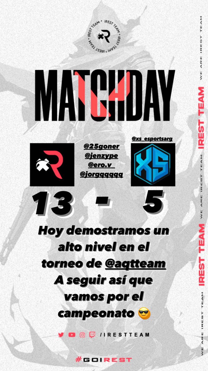 irest_team's tweet photo. HOY PASAMOS A LA SIGUIENTE FASE DEL TORNEO DE @aqtteam
#GOIREST https://t.co/yol7xEADGg