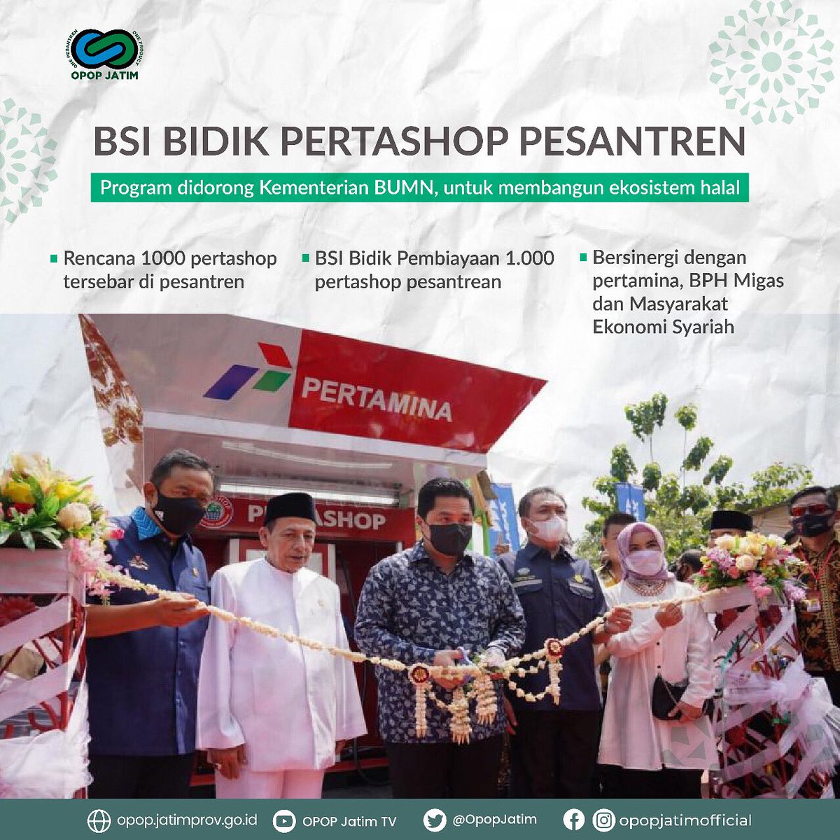 Pesantren semakin dilirik oleh kalangan instansi. Salah satunya, Bank Syariah Indonesia  (BSI) menggandeng Pertamina dan Masyarakat Ekonomi Syariah (MES).

#opopjatim #opop #opopjatimofficial #bsi #pertashop