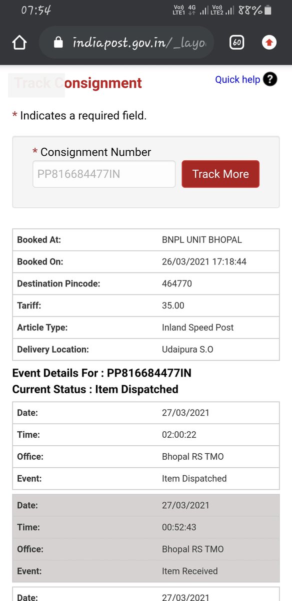 anandudp's tweet photo. @IndiaPostOffice what a enquiry system and feedback machanism, after 70 days article still not delivered, Dhanya Ho @IndiaPostOffice https://t.co/CxNZGOVStL