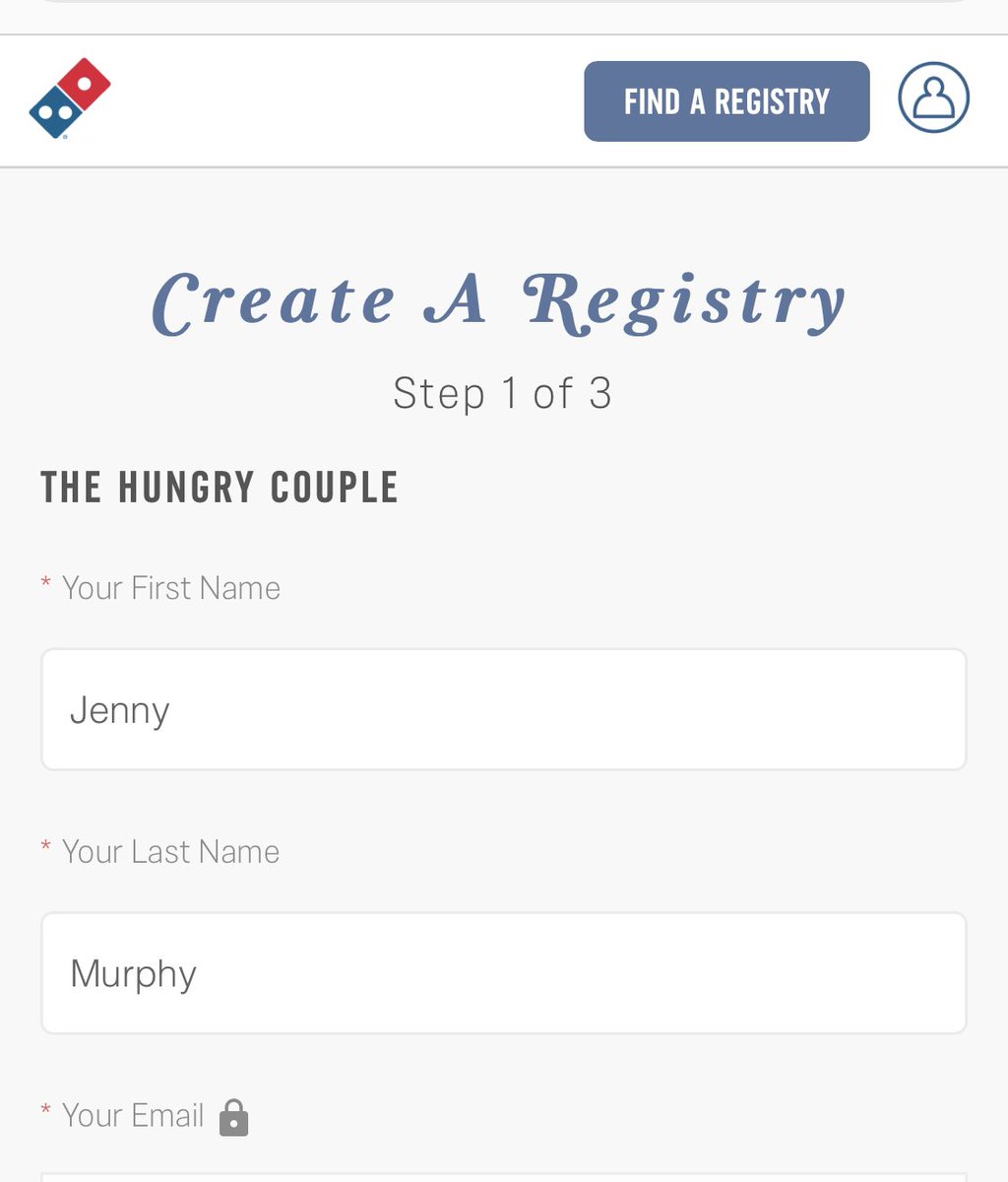 RT @GeorgiaShenk: Signing my friend Jenny up for a dominos pizza wedding registry https://t.co/zFquejiLEW