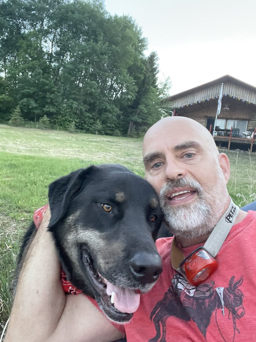 willgoodon's tweet photo. Out in the bush. Super hot today but sitting on the end of the dock on Sharpe Lake now. Dragonflies, ducks and my best buddy. #turtlemountain #Metis #sharpelake https://t.co/PKcV3J0XBM