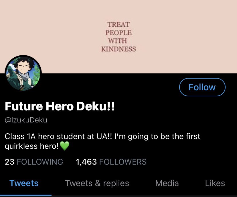 -Deku-Has had his fan acc since middle schoolFirst year UA studentQuirkless-Bkg-ProHeroHas his own agencyIs tired