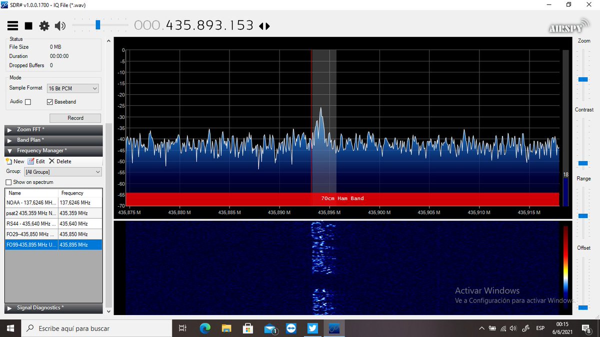 FO99 ACTIVO excelente contacto con LU2DPW 06-06-2021- 0049h UTC muy buena señal del satélite... gracias JUANCA