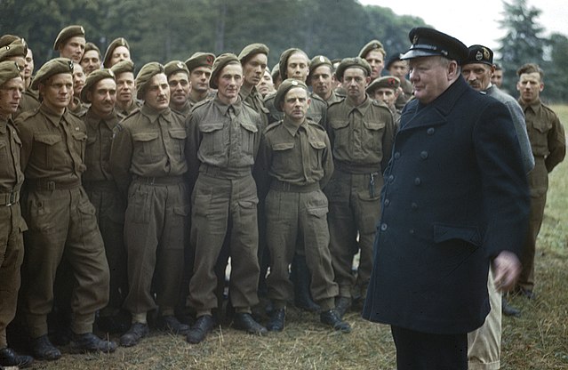 Today marks the 77th anniversary of #DDay, the beginning of the liberation of Western Europe from Nazi occupation. 
 
This photo shows the then Prime Minister Winston Churchill visiting troops of the 50th Division in Caen, Normandy, a month after the successful landings.
