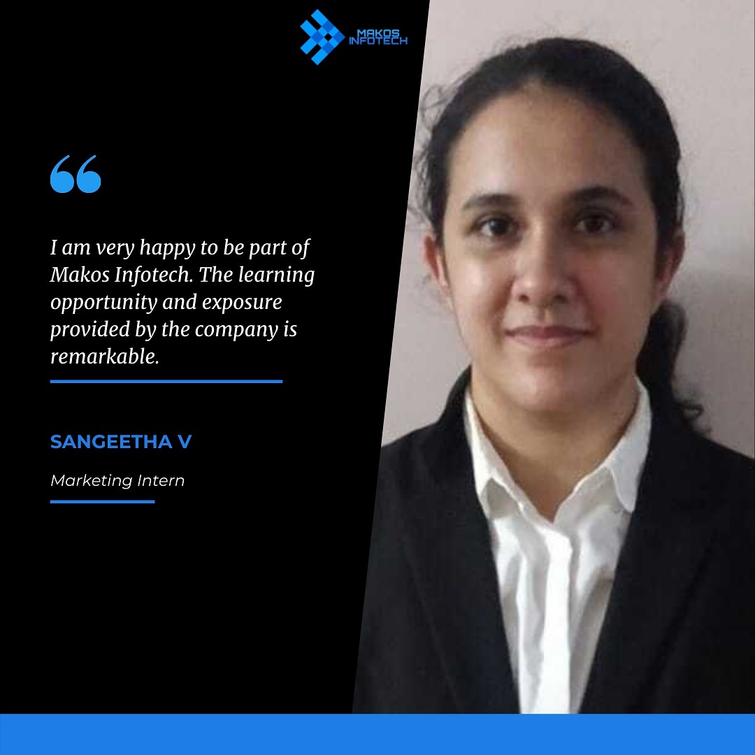 makosinfotech's tweet photo. Treat employees like they make a difference, and they will. 
Sangeetha V intern from TAPMI shares her ongoing experience as Marketing Intern at Makos Infotech.

#makosinfotech
#technology #infotechnology
#marketing #techhouse #internship #digitalmarketing #digitalmarketingtips https://t.co/cOWtisoeUa