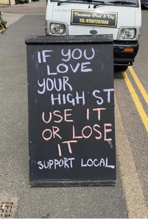 Over the last 15 months our high street has been a lifeline for many.  

As things open up, let’s not forget this and keep #SupportingLocal everyone. 

<a href="/PenFruitAndVeg/">Penistone Fruit & Veg</a> <a href="/Thecafecreme/">Cafecreme</a> <a href="/BeerPenistone/">Penistone Beer Shop</a> Schofield’s Butchers to name just a few.