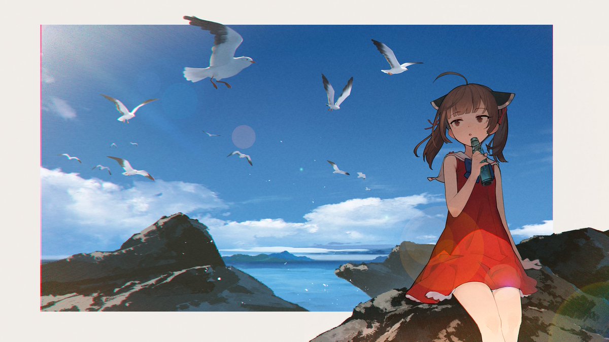 touhoku kiritan 1girl seagull bird dress red dress solo twintails  illustration images