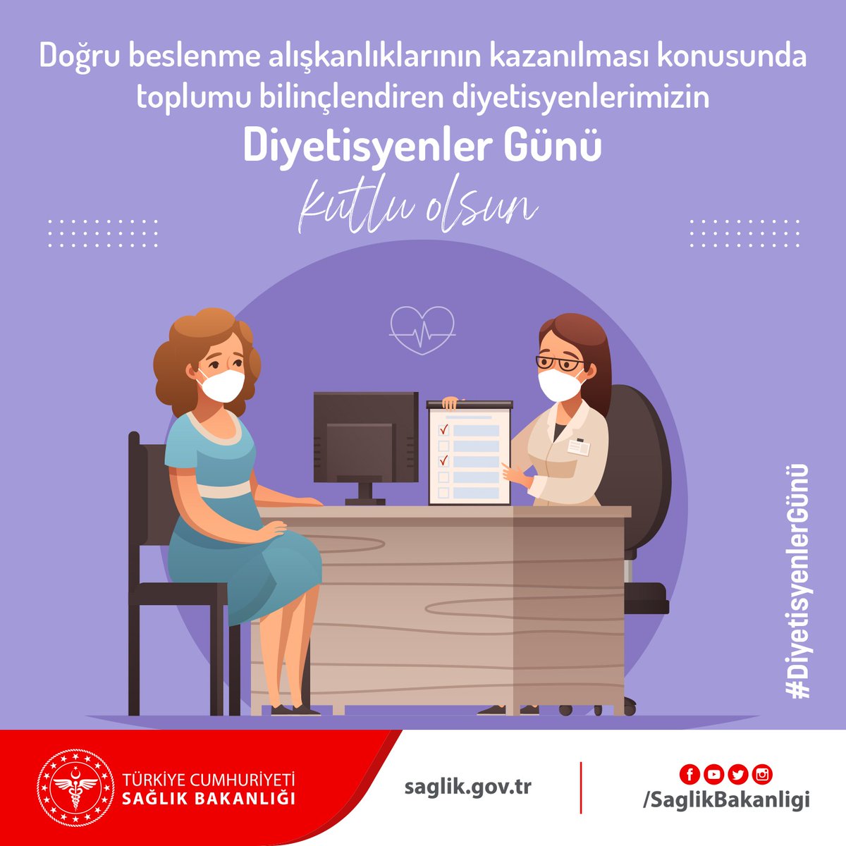 saglikbakanligi's tweet photo. Doğru beslenme alışkanlıklarının kazanılması konusunda toplumu bilinçlendiren diyetisyenlerimizin Diyetisyenler Günü kutlu olsun.
#DiyetisyenlerGünü https://t.co/c1c9kMAe83
