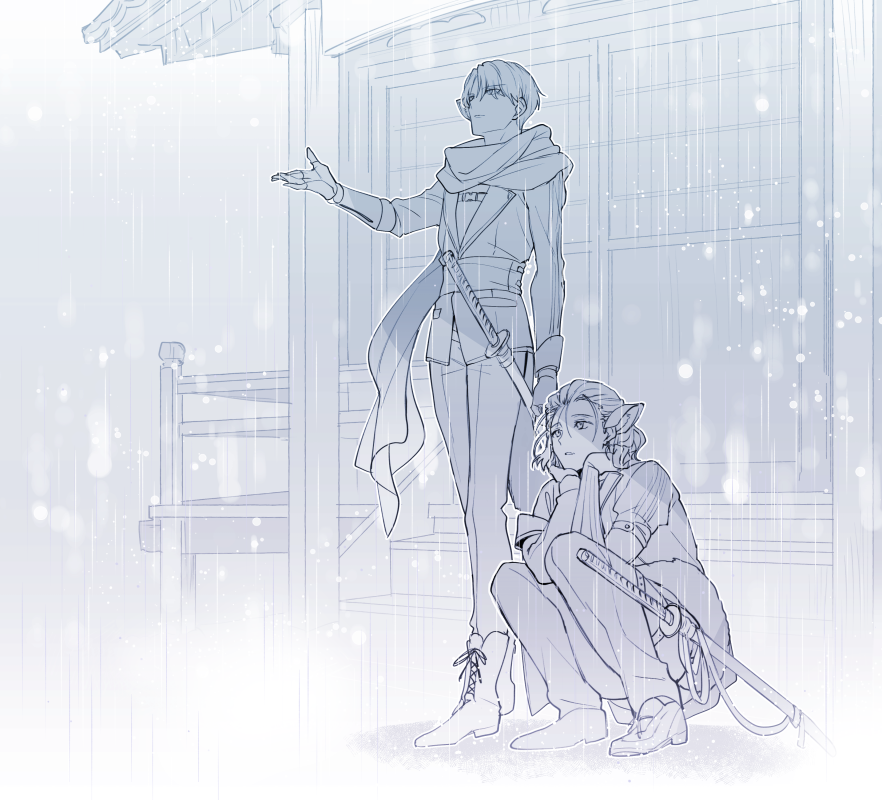 「最近のらくがき(てんえど/ミュ衣装/☔️☁️/あかし) 」|シロエのイラスト