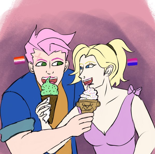 BearKumaOso1's tweet photo. FINALLY! Done with my #ZarMercy draw. I plan to do 2 more OW pairings I headcanon as lgbtq+. This is 2/4. #zarya #mercy #overwatch https://t.co/uNQTD7GnSs