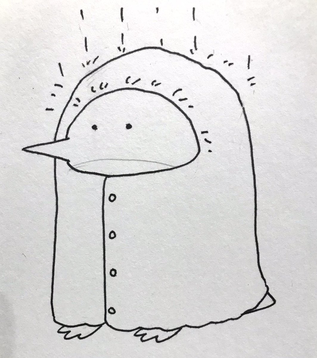 雨の日仕様のめしぺん。1枚目描いてから普通に傘では…?って2枚目になった 