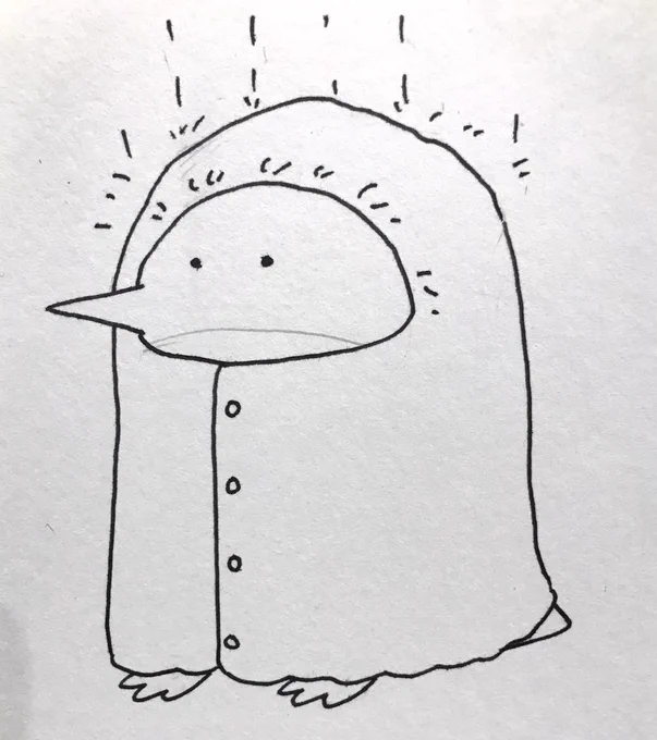 雨の日仕様のめしぺん。1枚目描いてから普通に傘では…?って2枚目になった 