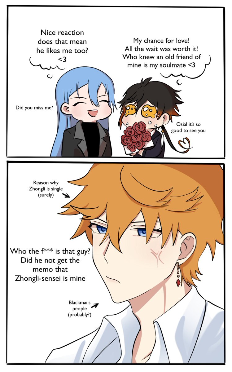 grewmlin's tweet photo. au where teacher zhongli thinks he’s getting too old so he’s desperate to find a lover
#osirax #tartali https://t.co/tqKq1v6xGr