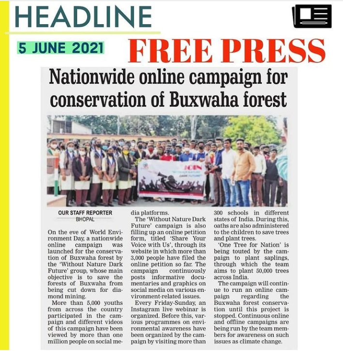 WNDFTweet's tweet photo. Various newspapers covered our work on “World Environment Day“.
#withoutnaturedarkfuture
#mediacoverage #newsoftheday #environmentday2021 #generationrestoration #climatechange #newspaper #wndf #indiasgreenfuture #ecofriendly #media #justicefornature #biodiversity #SaveNature https://t.co/pfu2yit2dQ