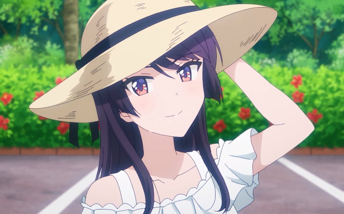 園う 毎週日曜18時アニメ感想ブログ更新 オタクはこういう女が大好き 黒髪ロング 白ワンピース 麦わら帽子