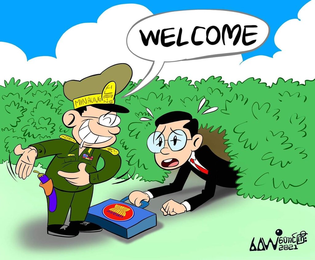 Thandar25696263's tweet photo. @nslwin Shame on you Asean #June5Coup #ASEANrejectSAC #MyanmarMilitaryTerrorists #WhatsHappeninglnMyanmar #MilkTeaAlliance @shafiur @freya_cole @randallbreanna @TostevinM @DrSasa22222 #SaveKyonPyaw https://t.co/r6Ebtd0p3B