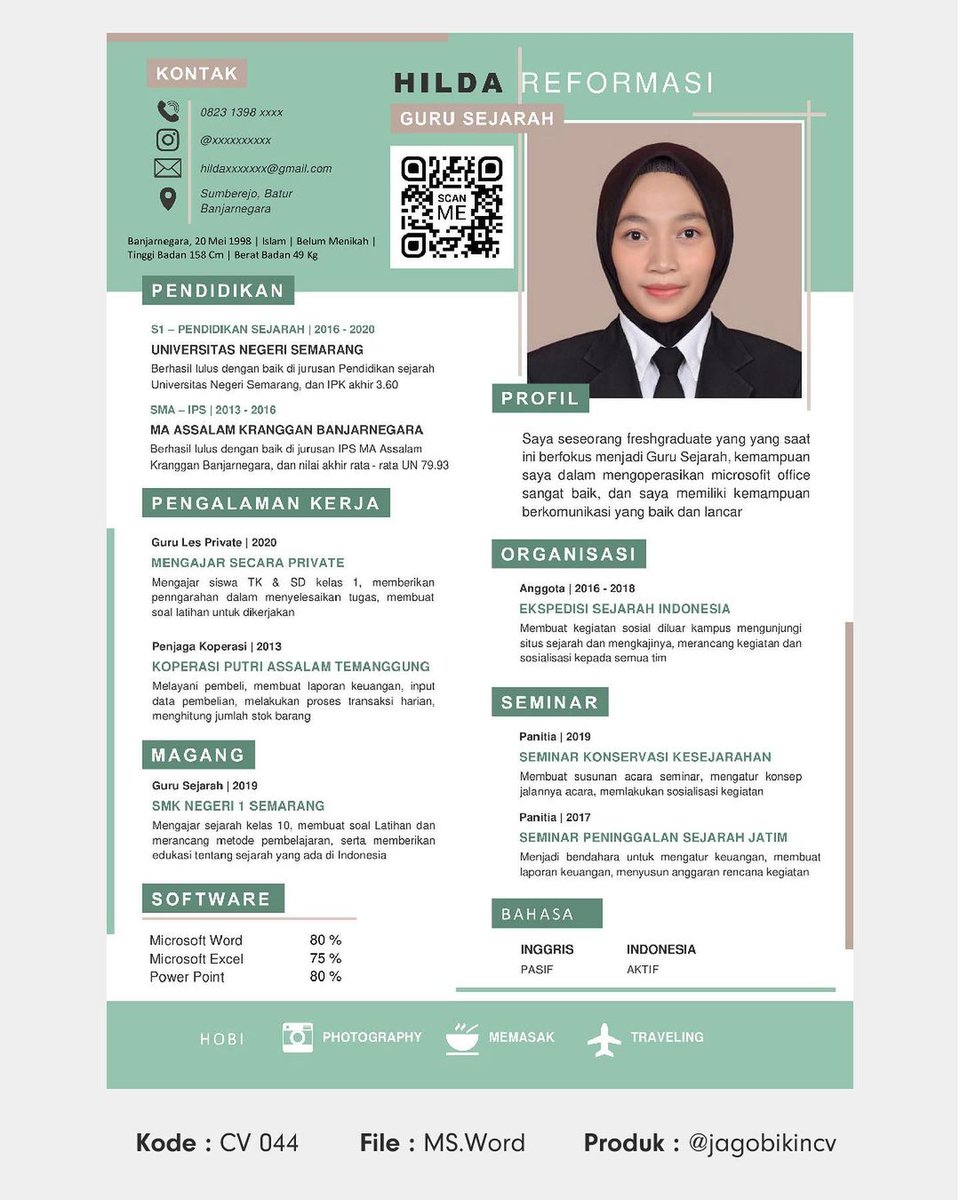 karirmuid's tweet photo. Biar semangat yuuuk perbaiki CV kalian.

Kali ini kita bedah CV punya kak Hilda, kali ini profesi yg ingin melamar menjadi Guru.
#ILoveYouSikembar
#desahancowok 
#harlahbungkarno https://t.co/ReeQG7Mjar