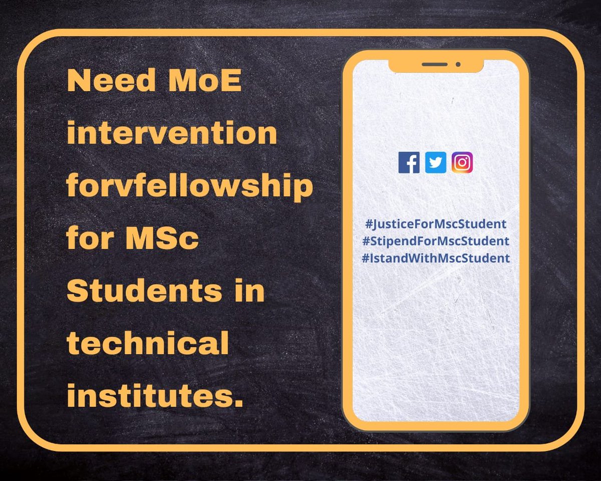 Need MoE intervention for fellowship for MSc Students intechnical institutes.
<a href="/TutorialSapient/">Sapient Tutorials</a> , <a href="/Mr_SaPie/">𝓐𝓫𝓱𝓲𝓷𝓪𝓿 𝓟𝓪𝓷𝓭𝓮𝔂</a> &amp; <a href="/Divyans88526673/">Divyanshu Saxena</a> 
#JusticeForMscStudent
#StipendForMscStudent
#IstandWithMscStudent 
<a href="/EduMinOfIndia/">Ministry of Education</a> 
<a href="/PMOIndia/">PMO India</a> 
<a href="/DrRPNishank/">Dr. Ramesh Pokhriyal Nishank</a> 
<a href="/EduMinOfIndia/">Ministry of Education</a> 
<a href="/ndtv/">NDTV</a> 
<a href="/aajtak/">AajTak</a> 
<a href="/ravishndtv/">ravish ndtv</a>