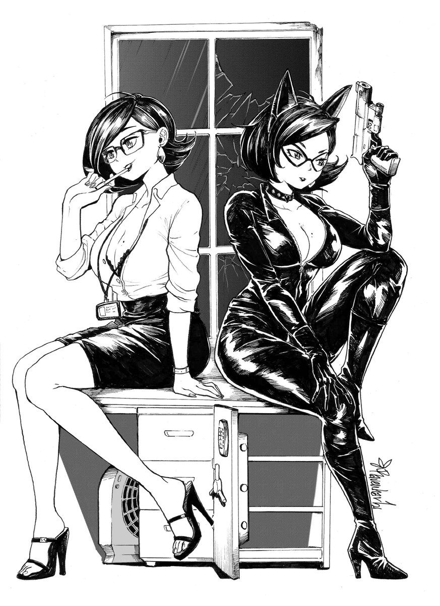 2nd commish illustration for Secret agent Endo!
This time i went with raw pen renders on the latex suit
#olverse 