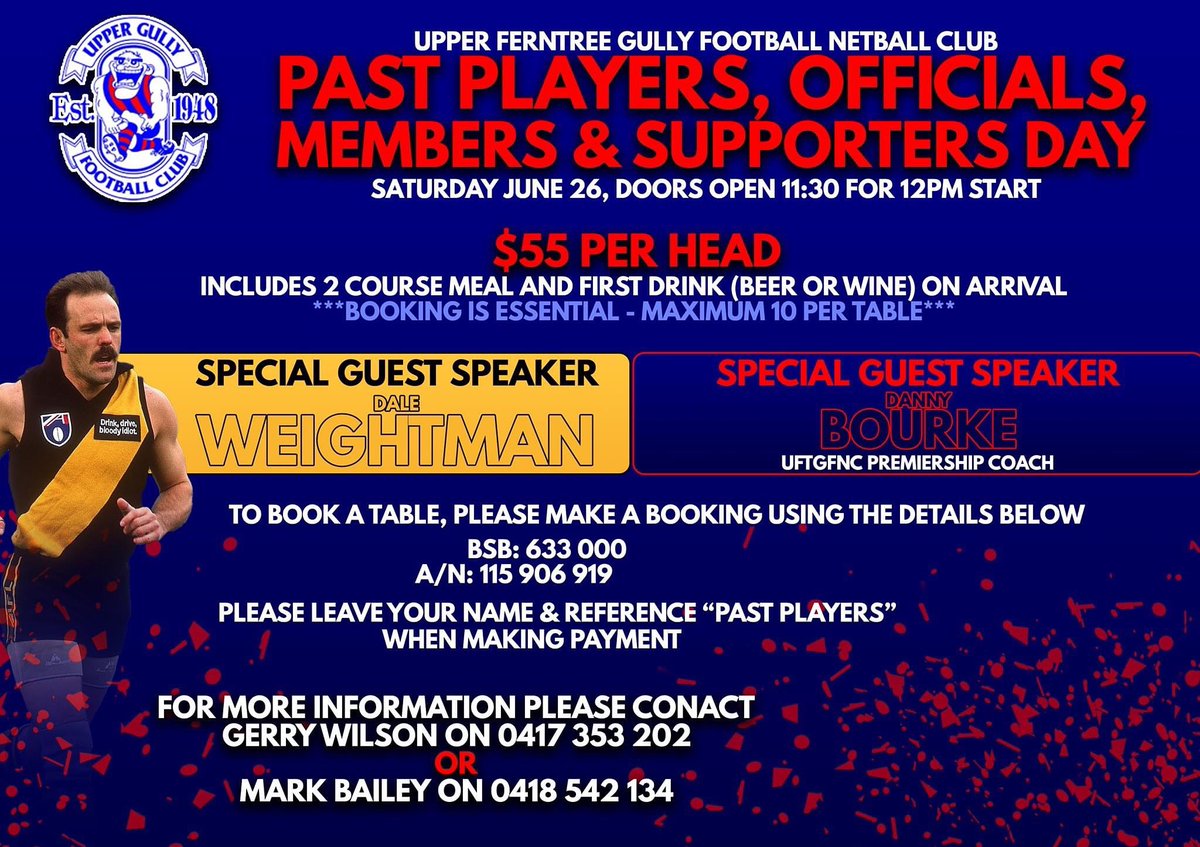 Upcoming Social Event, Past Players Day, Check Flyer for details.