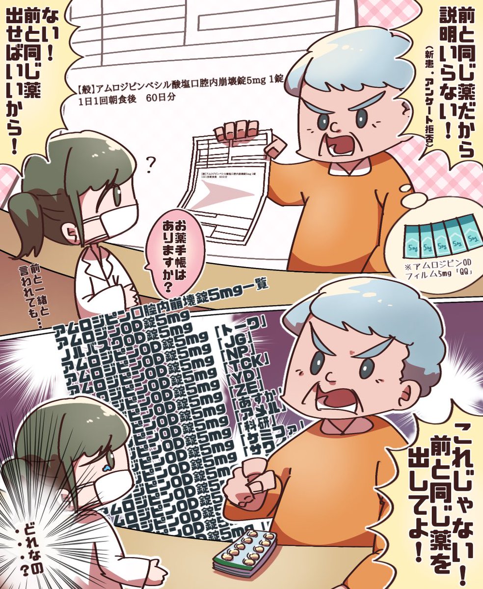 前と同じ薬がいい 前と同じ薬がいい