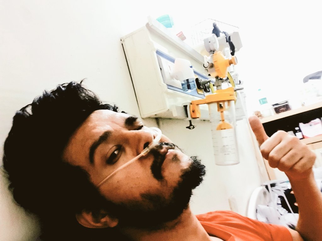 And the battle is On this 36th day.oxygen is on.But ya On the road to recovery of lungs.Dr.goenka said dont talk much bt may do reply n can be in touch with loved ones,may watch films shows,new life,like a new born wl practice walking now,selfie toh banti hai #gratitude 🙏 u all