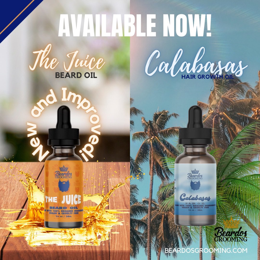 BeardosGrooming's tweet photo. Check out our all new “The Juice” #Beardoil and “Calabasas” #hairgrowthoil available on our site now! Catch it during our sitewide 35% OFF sale! Shop now! https://t.co/7rP9ux5QNO https://t.co/h50cvzISiq