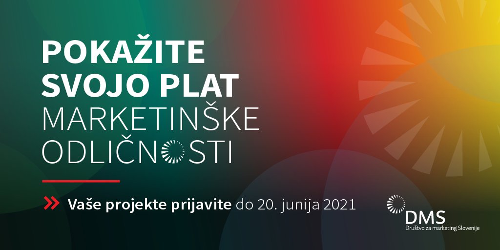 Z nagrado [MARKETINŠKA ODLIČNOST] želimo utrditi zavest, da je marketing interdisciplinarna funkcija in gonilo rasti podjetja.
Vabljeni k prijavi svojih odličnih projektov ➡ bit.ly/3vF3yeI