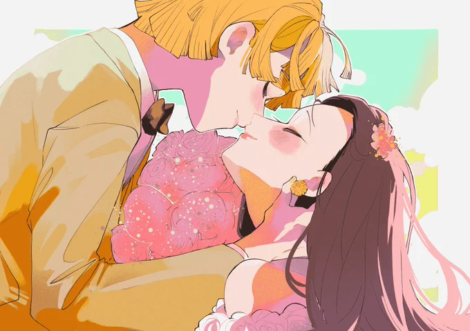 #みんなの洋装ぜんねずウエディングが見たい
#ぜんねずの日2021年 
皆で洋装に着替えてお祝いした後、二人っきりでデェトをしたようです⚡️🌸 
