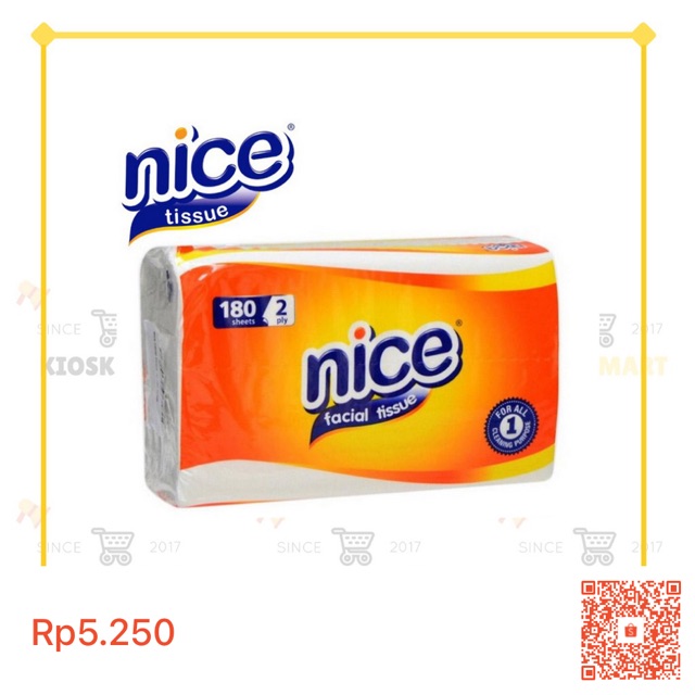 Saya menjual Kioskmart Tissue NICE 180 sheet 2 Ply/ NICE Tisu Tissu Tisue murah 180 sheet 2 Ply 2 lapisan Facial seharga Rp5.250. Dapatkan produk ini hanya di Shopee! shopee.co.id/product/380470… #ShopeeID